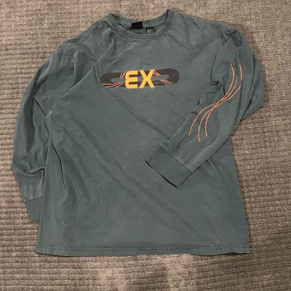 Vintage Y2K Skater Long Sleeve Graphic T Shirt Arm Graphics Emergency Exit Large